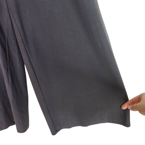 EILEEN FISHER Pants Womens 6 Black Wide Leg Cropped Viscose Pants Relaxed Pocket - Picture 3 of 7